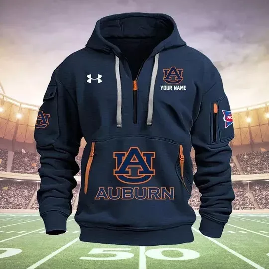 Discover Custom Name Auburn Tigers Quarter Zip Hoodie