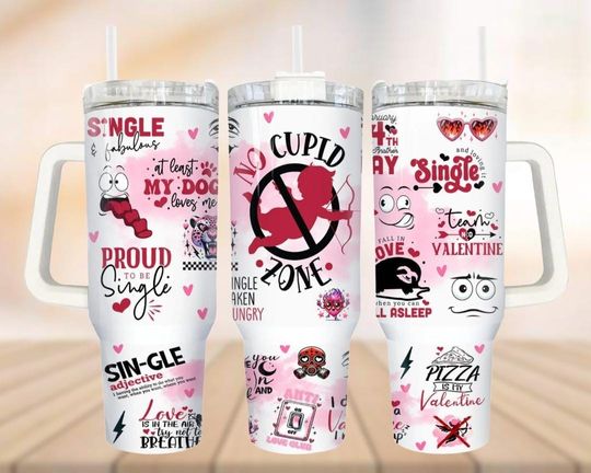 Discover Valentine's Day Tumbler 40oz, No Cupid Stay Single Water Tumbler