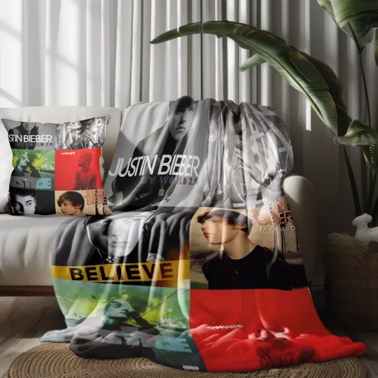 Discover Justin Bieber Throw Blanket and Pillowcase，Gifts for Fans Soft Flannel