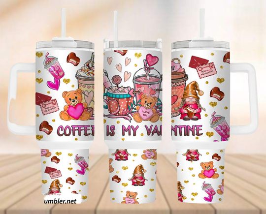 Discover Coffee Is My Valentine Tumbler 40oz, Gnomes Valentines Insulated Tumbler