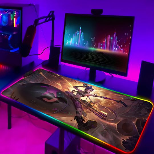 Discover Arcane League of Legends mousepad, Gaming Desk Mat RGB LED, Arcane RGB Mousepad, Jinx Mousepad