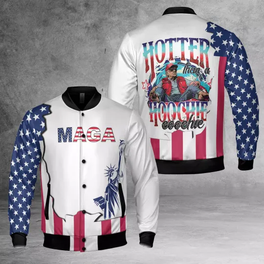 Discover Trump MAGA Patriotic Hotter Than A Hoochie Cookie 47th President Jacket