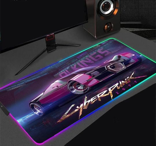 Discover Cyberpunk mousepad, Gaming Desk Mat RGB LED, Cyberpunk 2077 Mousepad