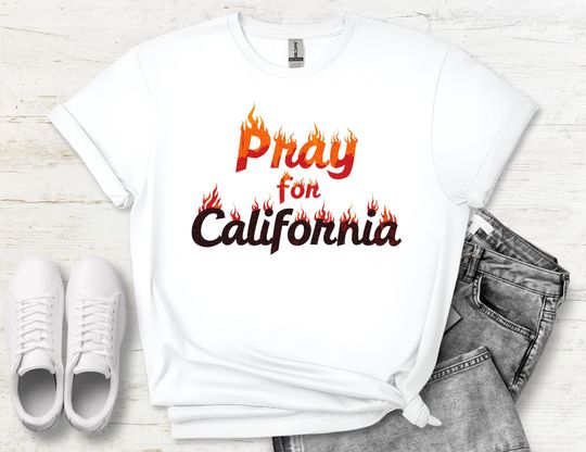 Discover Pray for Los Angeles T-Shirt, Support LA Wildfire Victims