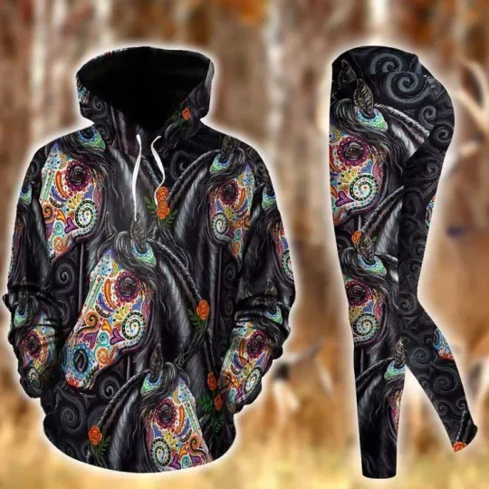 Discover Magic Horse Legging and Hoodie Set, Deer Hunter Winter, Gift For Girlfriend