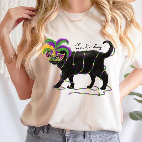 Discover Cat Mardi Gras Shirt, Black Cat Shirt