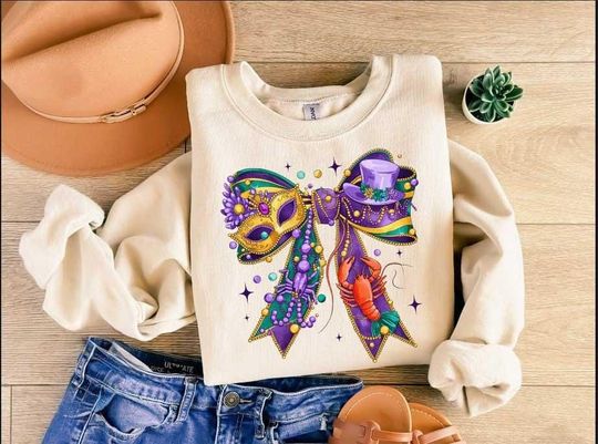 Discover Coquette Mardi Gras Sweatshirt, Fat Tuesday Sweatshirt, Mardi Gras Sweatshirt