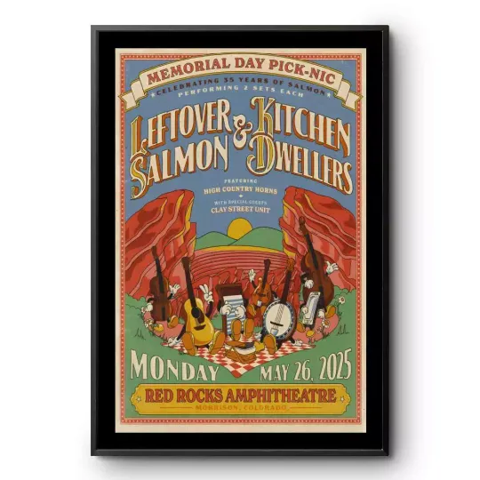 Discover Leftover Salmon & Kitchen Dwellers Red Rocks May 26 2025 Tour Poster