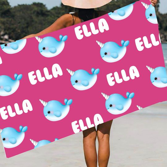 Discover Personalized/Customized Pink Norwal  fish Beach Towel