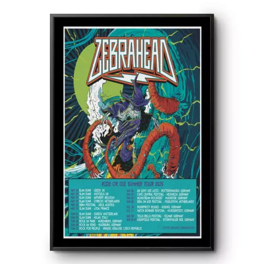 Discover Zebrahead Ride Of D!e Summer Tour 2025 Poster Home Decor, Printed Poster