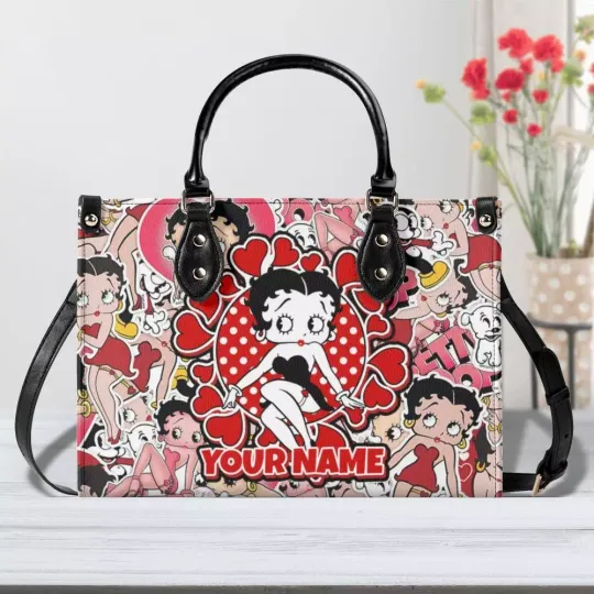 Discover Personalized Betty Boop Leather Hand, Cartoon Handbag, Woman Handbag, Betty Boop