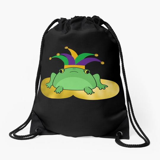 Discover Cute Mardi Gras Frog Drawstring Bag