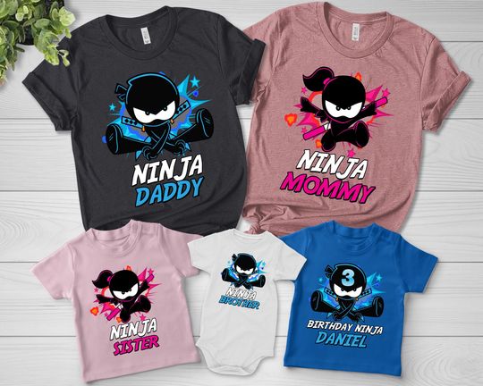 Discover Ninja Kidz Family T-Shirt - Custom Birthday Theme