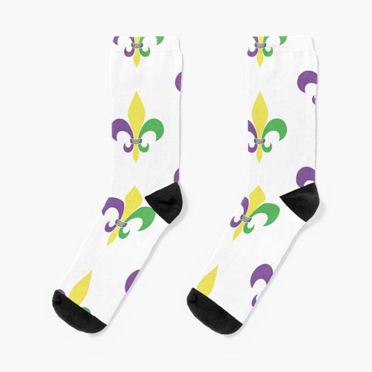 Discover Mardi Gras Fleur De Lis Socks