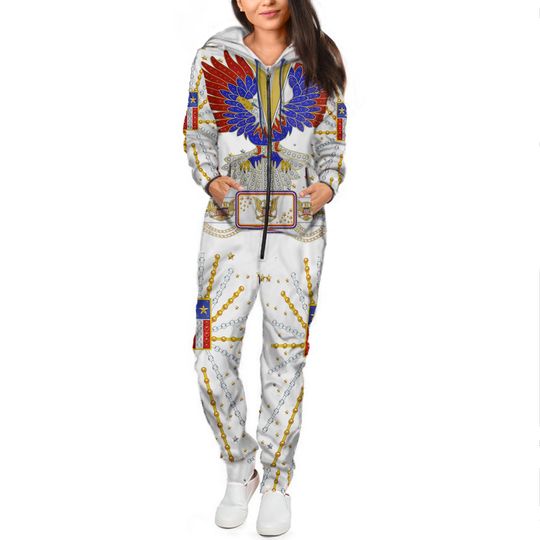 Discover Elvis Presley New Generation Eagle jumpsuit Costume Men's Hooded Jumpsuits