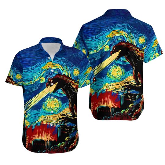 Discover god zilla Hawaiian Shirt, god zilla Starry Night Button Shirt