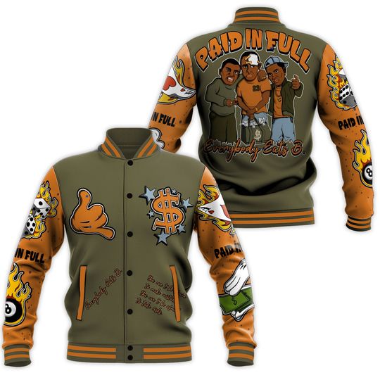 Discover Olive 5s Baseball Jacket, Everybody Paid In Full Graphic Jackets