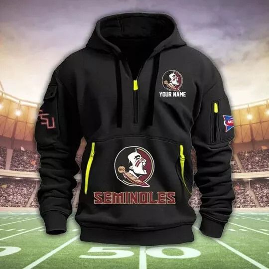Discover Custom Name Florida State Seminoles Quarter Zip Hoodie