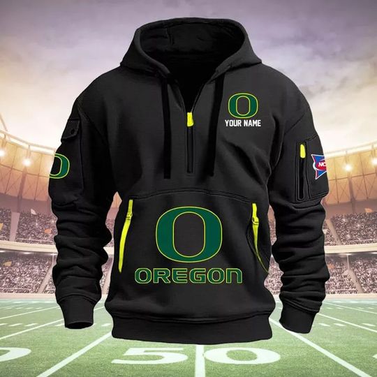 Discover Custom Name Ore.go.n D.uc.ks - Quarter Zip Hoodie