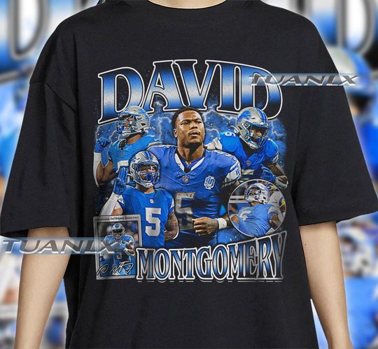 Discover Vintage 90s Graphic Style David Montgomery T-Shirt, David Montgomery T-Shirts