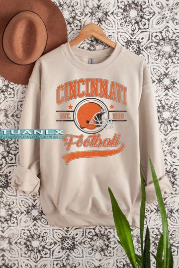 Discover Vintage Style Cincinnati Football Sweatshirt, Cincinnati Sweater, Football Sweatshirt