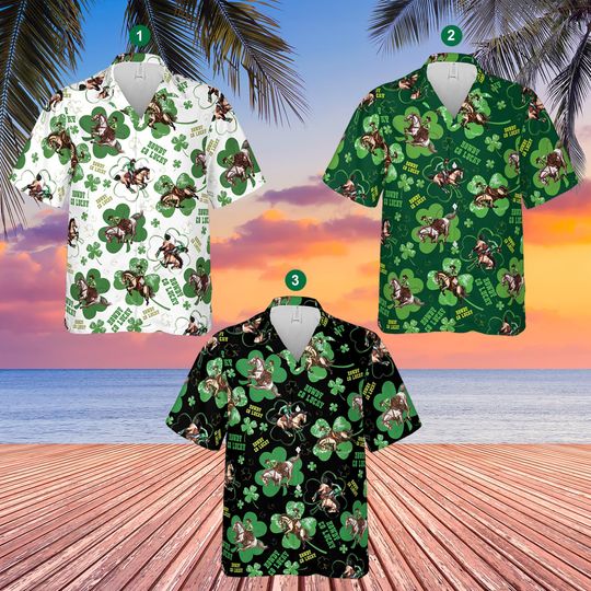 Discover Western Lucky Shamrock Hawaiian Shirt, Howdy Go Lucky St Patrick's Button Up Shirt
