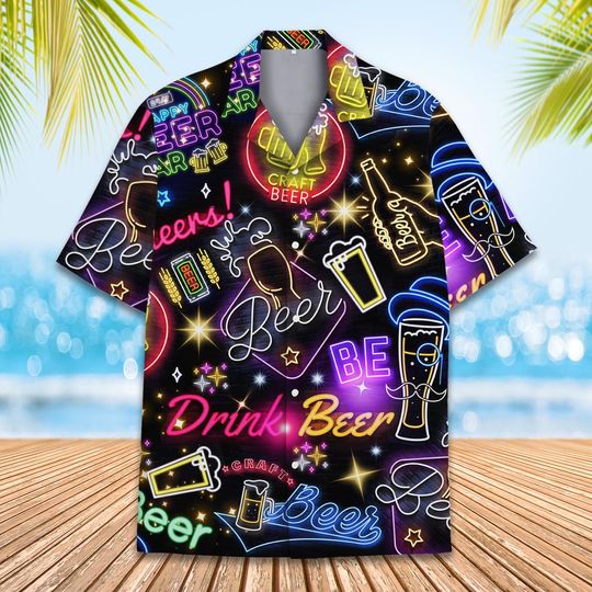 Discover Beer Neon Hawaiian Shirt Men Women, Beer Bar Party Outfit