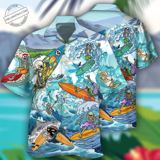 Discover Surfing skull cool Hawaiian shirt 3D HAWAII Mother Day Gift