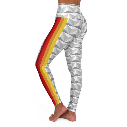 Discover Vintage Spaceship Stripes High Waisted Yoga Leggings