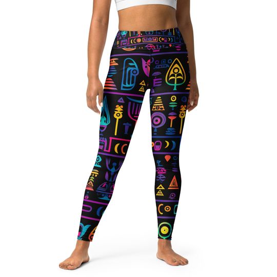 Discover Rainbow Egyptian Hieroglyphics Leggings