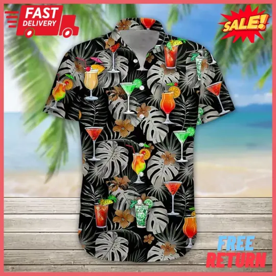 Discover 3D Cocktail Hawaiian Shirt   Men's Hawaiian Aloha Beach Shirt