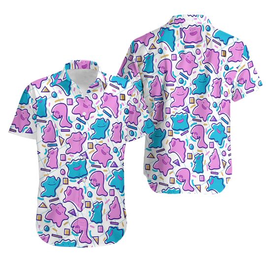 Discover Ditto Hawaiian Button-Up Shirt Ditto Ghost Hawaiian Shirt