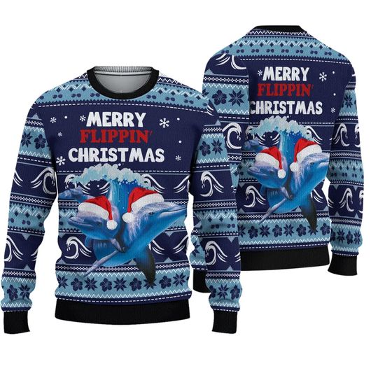 Discover Christmas Dolphin Ugly Sweater