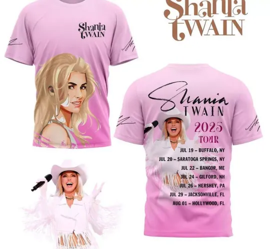 Discover Shania Twain 2025 Tour For Fan 3D T-Shirt