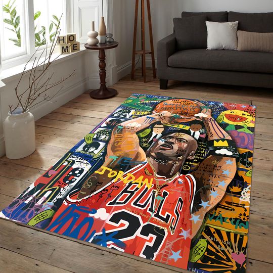 Discover Basketball Pop Art Rug - Colorful Graffiti Design for Living Room