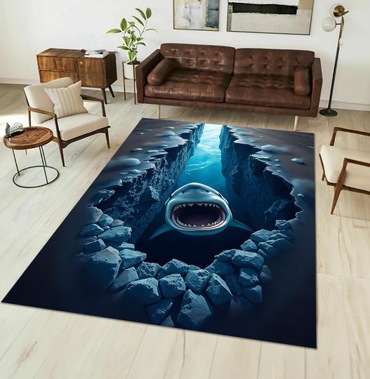 Discover 3D Shark Rug - Non-Slip Kids Room and Living Room Decor