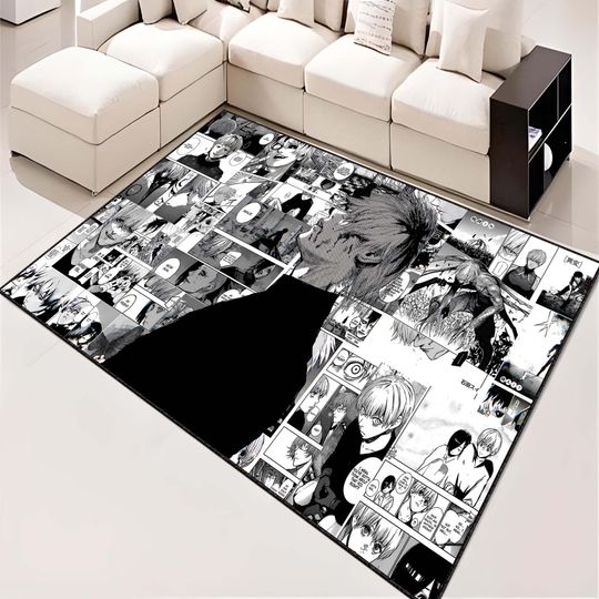 Discover Manga Art Decor, Japanese Movie Rug, AnimeRug Anime Line Art Rug