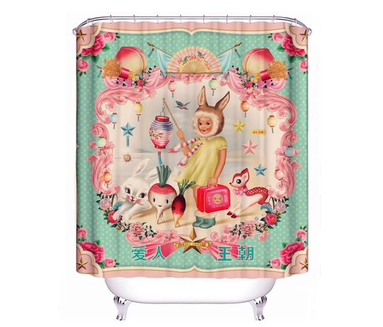 Discover Bunny Girl Shower Curtain, Bathroom Decor