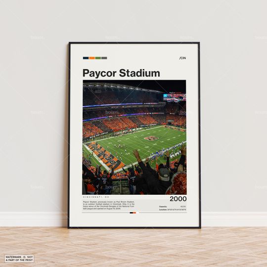 Discover Paycor Stadium Poster, Cincinnati Football Poster Print, Football Stadium Poster, Sports Poster