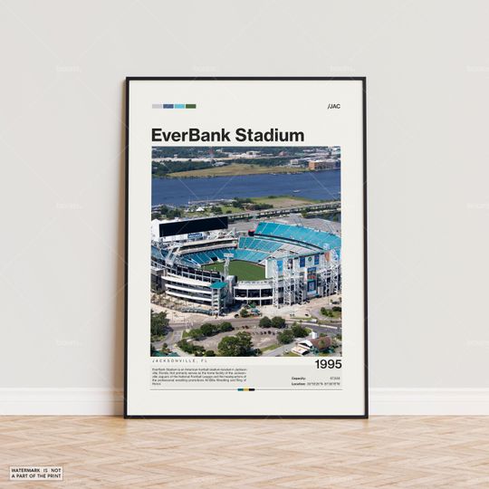 Discover EverBank Stadium Poster, Jacksonville Football Poster Print, Football Stadium Poster