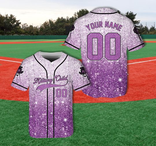 Discover Personalized PRINTED GLITTER Coquette Bow Military Child Month Baseball Jersey
