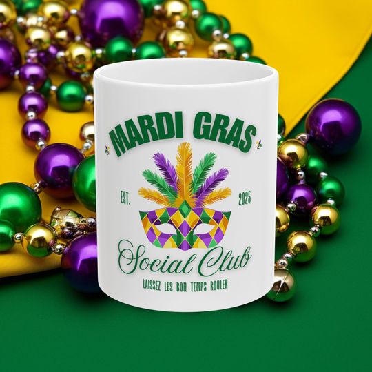 Discover Mardi Gras Soociial Clubb Mug, Ceramic Mug, (11oz)