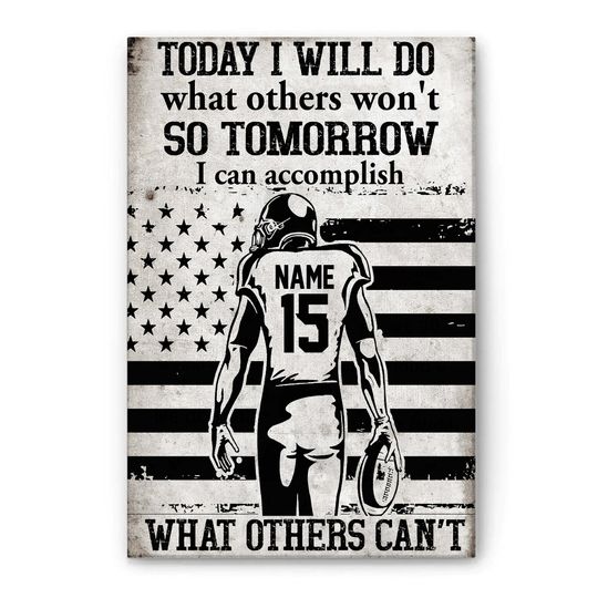 Discover Personalized Football Poster, Football US Flag Motivational Quote Wall Art, Home Decor PS6974