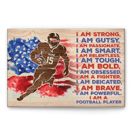 Discover Personalized Football Poster, I am A Football Player Wall Art, Custom Name Number Home Decor PS1850
