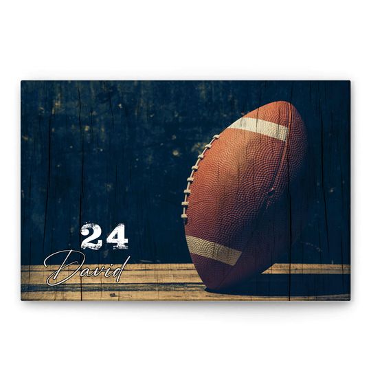 Discover Personalized Football Poster, Football Ball Vintage Wall Art, Custom Name Number Home Decor