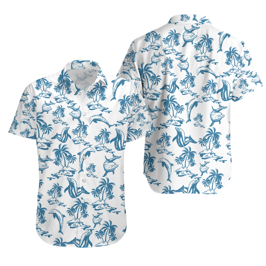 Discover Dolphin Button Shirt, Cute Dolphin Hawaiian Shirt