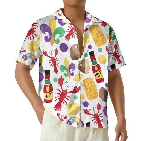 Discover Mardi Gras Crawfish Hawaiian Shirt, Crawfish Button Up Shirt