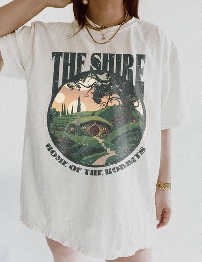 Discover The Shire LOTR Shirt, Distressed Fantasy Merch