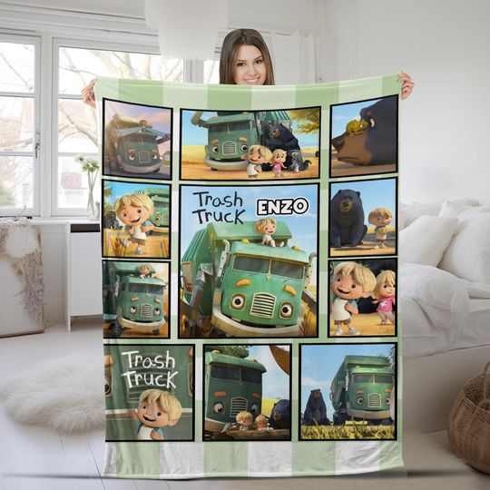 Discover Trash Truck Blanket, Personalized Trash Truck Fleece Blanket
