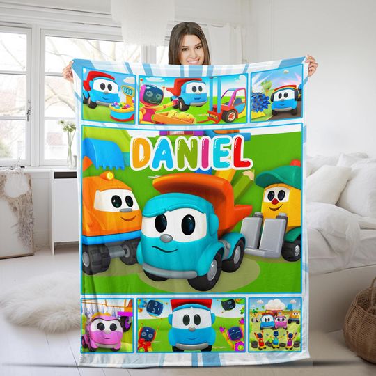 Discover Personalized Leo The Truck Quilt Blanket, Leo The Truck Fleece Blanket
